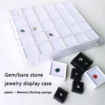 Lot of 70 Clear Gemstone Display Box/Ring Face Bare Stone Gemstone Plastic Clear Glass Diamond Display Box