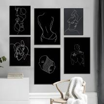 1pc Schwarzweiss-Linien menschlicher Körper umarmen Plakat selbst klebende Kunst wasserdichter Papier aufkleber Kaffeehaus Bar Zimmer Wand dekoration