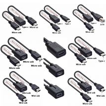 Mini MICRO USB Typ-C Buchse auf 2 x Mini USB USB-B Typ-C Stecker Allgemeiner Splitter Y-Verlängerung Lade + Datenadapter Y-Kabel 30 cm