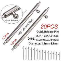 20 pz Perni cinghia a sgancio rapido 1.5 1.8mm Diametro Barre a molla in acciaio inossidabile 12/13/14/15/16/17/18/19/20/21/22/24mm Molla metallica
