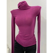 Thin Soft American Long Sleeve T-shirt High Stacked Neck Tight Perspective Bottom Shirt Women's Slim Fit Tops Sexy Streetwear