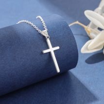 Modische glatte Gebetsketten aus 925er-Sterlingsilber mit einfachem Kreuz-Anhänger XL086