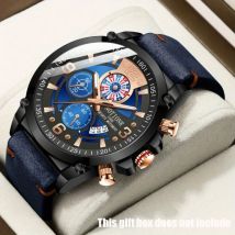 Modische, lässige Herren-Quarzuhr mit rundem Zifferblatt, lässige Kalender-Herrenarmbanduhr, Geschenke für Männer