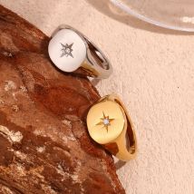 E.B.belle Classic Arctic Star vergoldete Ringe trendiger Damen-Edelstahlschmuck Wasserdichte elegante Damenringe Geschenke