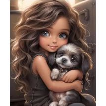 AB Diamant Kreuzstich Cartoon Mädchen und Welpen 5D DIY Diamant Stickerei Strass Malerei Diamant Malerei