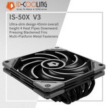 ID-COOLING IS-50X ITX Raffreddamento ad aria CPU Cooler 4 tubi di calore Ventola PWM a 4 pin per Intel LGA 1700 1200 AM4 AM5 Processore di raffreddamento