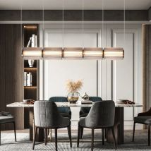 Długi pasek do restauracji wisiorek jasnoszary klosz szklany skandynawski wisząca lampa Led lampa wisiorek dekoracyjny do jadalni