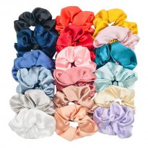 10/5 teile/los Accessoires Frauen Mädchen Seidige Satin Haarband Feste Elastische Elegante Gummiband Kopfbedeckung Halter Scrunchy Schwarz