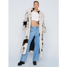 FHILLINUO Pelz Mäntel Pelz Kuh Druck Jacke Frauen Elegante Weiße Flauschigen Solide Verdicken WarmCoats Winter Chic Oversize Dame