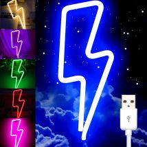 STONEGO Lampada creativa per atmosfera domestica a forma di fulmine a LED, design elegante in stile neon, decorazione leggera multicolore