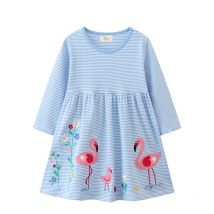 Spring meter 2-7t Herbst Frühling Prinzessin Mädchen Kleider Langarm gestreiften Flamingo Kleinkind Kinder Kleidung Kleider Party Urlaub