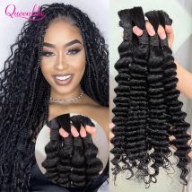 100% Human Hair Bulk Deep Wave For Braiding Deep Curly No Weft Brazilian Remy Hair Extensions 50/100g Unprocessed Remy Bulk Hair