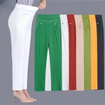Casual Frauen Dünne Candy Farben Stretch Klassische Hosen Gerade Hosen Mutter Hohe Taille Pantalones Schlanke Knöchel-Länge Hosen