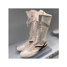 German Training Hunting Outfit Boxing Boots Women Soft Soled Knight Boots Long Leg Low Heel Women Boots Color Matching Versatile