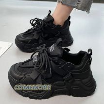 Women's Platform Chunky Sneakers 2023 New Lace Up Breathable Mesh Running Shoes for Woman Fashion Durable Ladies Tennis Shoes PU