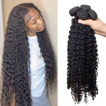 Fasci di capelli umani ad onda profonda Fasci di capelli ricci birmani Capelli umani al 100% Onda d'acqua Estensioni naturali originali dei capelli 1/3/4 Pezzi