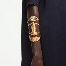 Brand Fashion Show Alloy Multi-layered Nose Eyes Lip Cuff Bracelet For Women Jewelry Exaggerated Hand Open Bangles Accessories