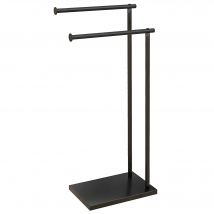 Portasciugamani da terra a 2 livelli HOMCOM a forma di L 35,5x20x78 cm nero
