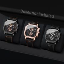 3 Teile/satz Männer Bussiness Uhren Fashion Square Quarzuhr Männliche Uhr Armbanduhren Relogios Masculino (Ohne Box)