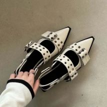 Sling back Schuhe Gothic Chunky Heels Damen Pumps Niet Street Style Medium Heel Punk Vintage Casual Sandalen Frühling Sommer