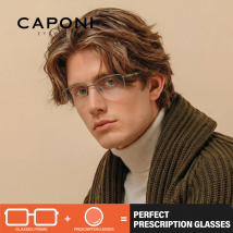 CAPONI Occhiali da vista Uomo Titanio puro Leggero Miopia Occhiali anti luce blu Occhiali fotocromatici PJ24617
