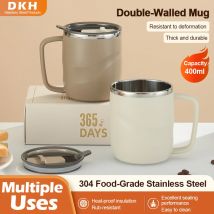 MTM 400 ml isolierter Becher aus Edelstahl 304 mit Deckel, auslaufsicher, für heiße und kalte Getränke, für Kaffee, Tee, Zuhause, Büro, Reisen, Wohnheim