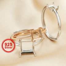 3-8MM Platz Prong Ring Einstellungen Blank Rose Gold Überzogen Solid 925 Sterling Silber DIY Lünette Tray für edelstein 1294200