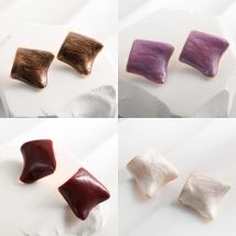 Vintage unregelmäßige rhombische emaillierte Ohr stecker für Frauen Mädchen Mode gewölbte geometrische Post Ohrring Piercing Ohrschmuck