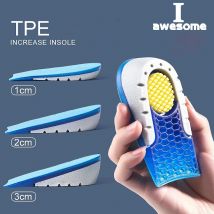 Sottopiede rialzato in TPE di alta qualità Aumenta l'altezza Mezze scarpe Pad Uomo Donna Gel di silicone Tacco crescente invisibile Suole di sollevamento 1-3 cm