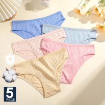 FINETOO 5Pcs Sexy Baumwolle Höschen für Frauen Unterwäsche Gestreiften Höschen Weibliche Weiche Wäsche Briefs Pantys Mädchen Unterhose Dessous