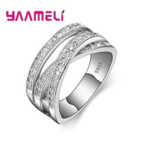 Top-Verkauf Große Größen 5-13 Damen Herren Ringe Reines 925 Sterling Silber Österreichischer Kristall Unisex Hochzeit Party Schmuck Geschenk