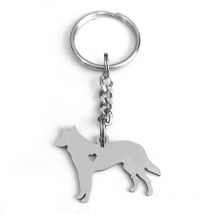 2026 Cute Silver-Color Stainless Steel Shepherd Dog Keychain Fashionable Women's Jewelry Key Ring for Couples K1328S01