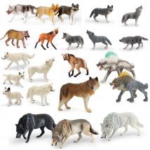 Realistic Wild Animal Arctic Wolf Thylacine Gorgonops Maned Wolf Model Action Figures Jungle Forest Animal Toys for Kids