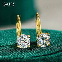 GXTRS 1CT Echte Moissanit Tropfen Ohrringe Für Frauen 925 Sterling Silber, Verlobung, Hochzeit Ohr Studs Geschenke 18 Karat vergoldet Edlen Schmuck