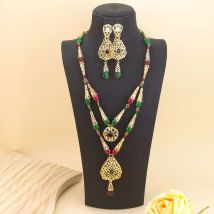 Sunspicems Schicke marokkanische Perlen-Halskette, doppellagige Kette, arabischer Brautschmuck, Halskette, Ohrring-Sets, Bankett, tägliches Bijoux