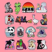Cartoon Animals Quotes Enamel Pins Cute Cats Goose Brooch Lapel Pin Badge on Backpack Clothing Accessories Fashion Jewelry Gifts