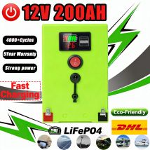 🥟 🦪 12-V-Akku, 200-Ah-Solarbatterie mit BMS-optimierung für Solarsysteme zu Hause, netzunabhängiges Wohnen, Wohnmobil und Boot, elektrisch