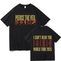 PIERCE THE VEIL 2025 Symbols 'I Can't Hear You World Tour' Date T-Shirt Oversized Men Clothing Summer Cotton Tee Unisex T Shirts