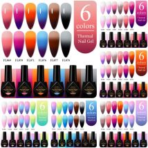 6pcs 10ml Thermal Gel Nail Polish Set 3Layers Temperature Changing UV Gel Semi Permanent Soak Off Varnish Nail Art Nail Supplies
