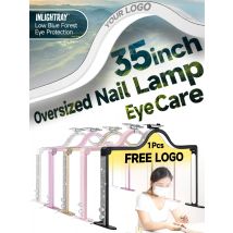 Custom LOGO 35inch 48W Half Moon Nail LED Nail Beauty Lamp Tattoo Eyelash Extension Foldable Desk Table Light Dimming for Salon