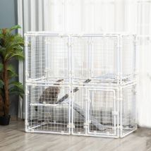 PawHut Valla Metálica para Mascotas Puerta con Pestillo 68x68x2,5cm