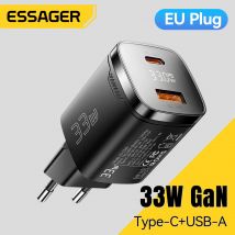 Ładowarka Essager 33W GaN USB C Cyfrowy wyświetlacz PD Szybkie ładowanie iPhone 13 12 Max Pro iPad Dla Xiaomi Poco Samsung Ładowarka Es