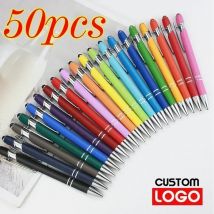 50 sztuk lekkie metalowe pióro kulkowe pióro do ekranu dotykowego biuro szkoła reklama długopis