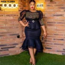 Plus Size afrikanische Party kleider für Frauen Ankara Diamant Hochzeit Abendkleid sexy Bodycon Maxi langes Kleid Afrika Kleidung