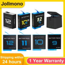 Jollmono Batterie Für GoPro Hero 12 11 10 9 2000 mAh Batterie 3 Möglichkeiten Schnelle Ladegerät Box TF Karte Lagerung für GoPro Hero Zubehör