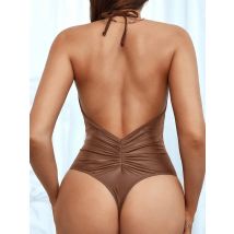 Sexy tiefer V-Badeanzug für Damen, Bademode, einteilig, rückenfrei, weiblich, Neckholder, Krawatte, Bikinis, Badeanzug, Damen-Badeanzug, Monokini
