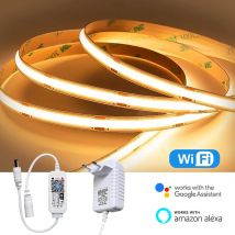 WiFi COB LED Streifen 5m 12V Warm Natürliches Weiß Flexible Dimmbare Licht DIY Home Decor 3000K 4000K 6500K für Alexa Google Assistent