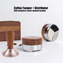 51 53 58,5 mm Kaffee-Stampfer, Kaffeeverteiler-Werkzeug, Walnuss-Abdeckkopf, Espresso-Nivellierer, passend für Siebträger, Espresso-Handstampfer