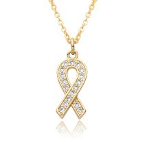 Vergoldete Brustkrebs-Bewusstseinsband-Charm-Halskette für Frauen und Männer, Soldat, Sicherheit, Segen, Glücksanhänger, DIY-Schmuck, Geschenke