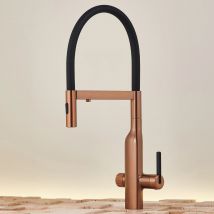 Brushed Rose Gold Brass Kitchen Faucet 3 in 1 Pull Down Hot Cold Water Mixer Filter Sink Faucet